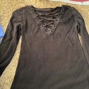 Black lace up sweater